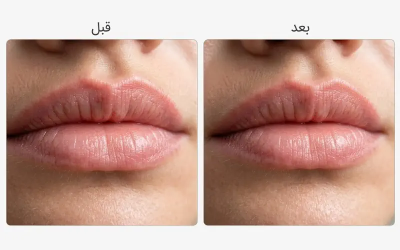 قبل و بعد تزریق ژل لب